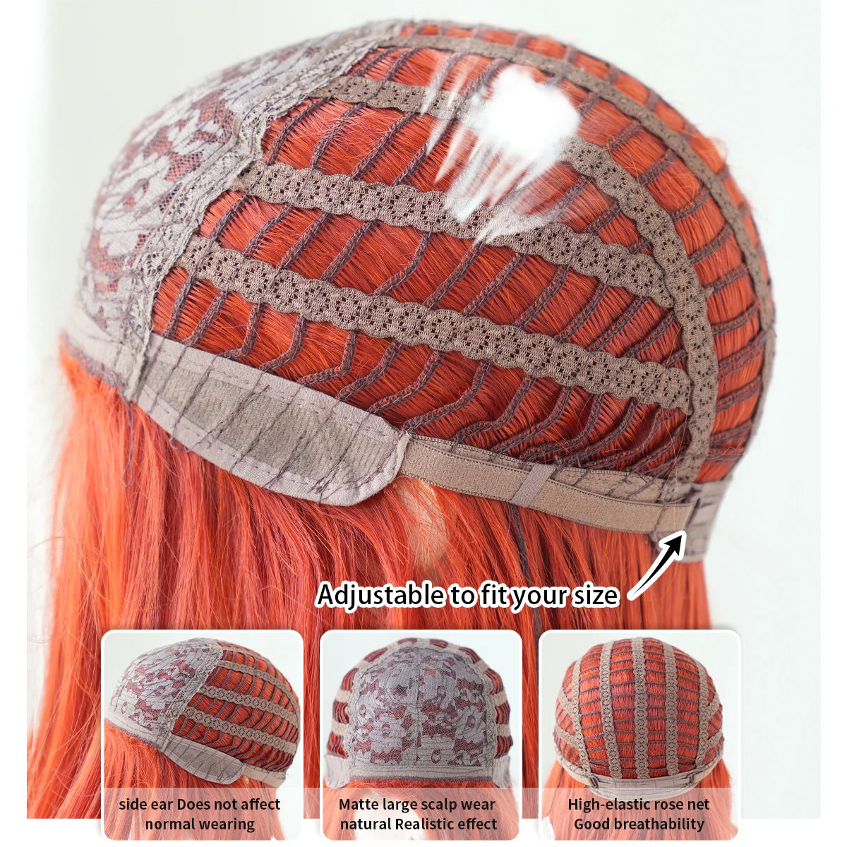 Halloween Wig Aquamarine Wig Synthetic Long Curly Orange Red Mermaid Wig with Bangs Loose Body Wave Wigs for Women Cosplay Party Cosplay Wig