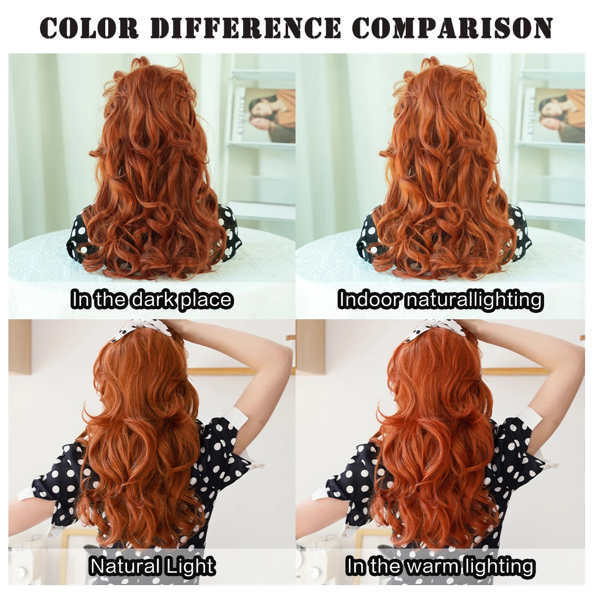 Halloween Wigs Lucy Wig Long Copper Wigs for Women Daily Party Loose Synthetic Body Wave Hair Wig for Girls Halloween Cosplay High Density