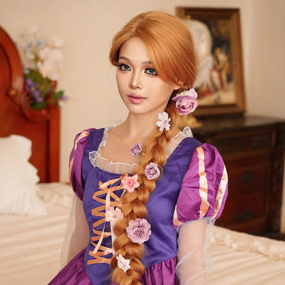 48" Extra Long Light Brown Cosplay Wig - Loose Curly Lolita Synthetic Wig for Women, Perfect for Halloween & Rapunzel
