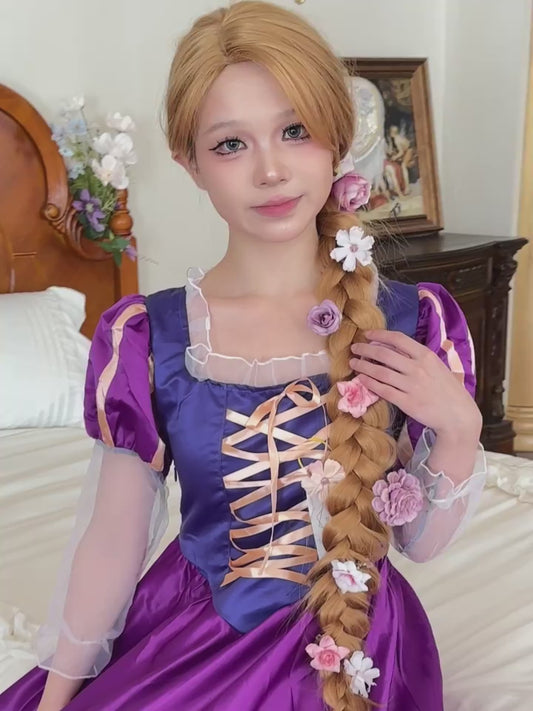 48" Extra Long Light Brown Cosplay Wig - Loose Curly Lolita Synthetic Wig for Women, Perfect for Halloween & Rapunzel